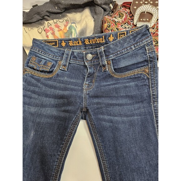 Rock Revival Jeans Womens 26W x 30 To 32L Dark Wash Denim Sherry Straight - Picture 1 of 16